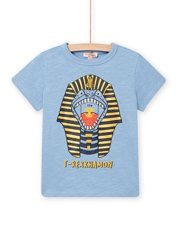 T-shirt blu orizzonte con motivo T-Rex fantasia bambino NOSANTI2 / 22S902S4TMC216