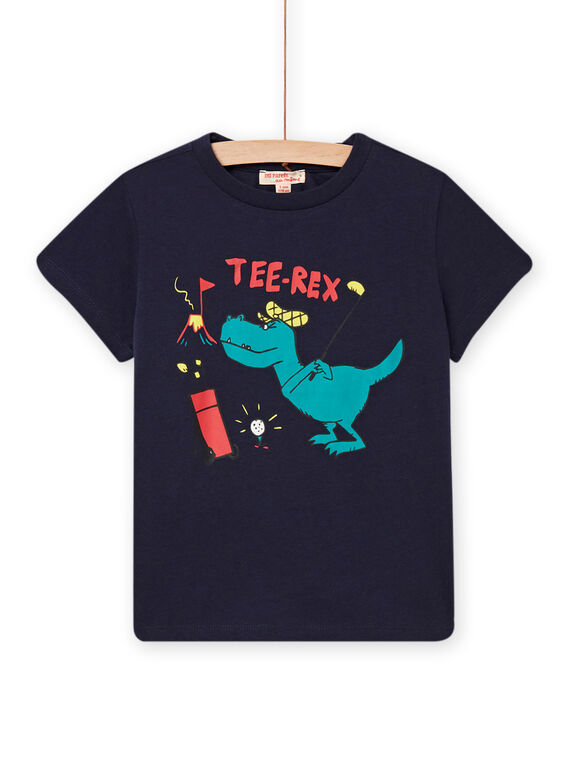 T-shirt blu notte con motivo T-rex giocatore di golf bambino NOJOTI8 / 22S902C1TMC705