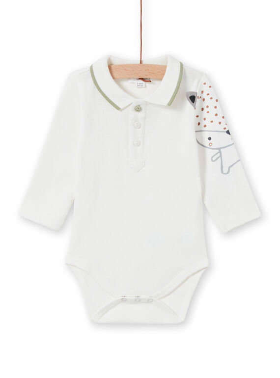 Body maniche lunghe ecrù motivo volpe neonato MOU1BOD5 / 21WF0441BOD001