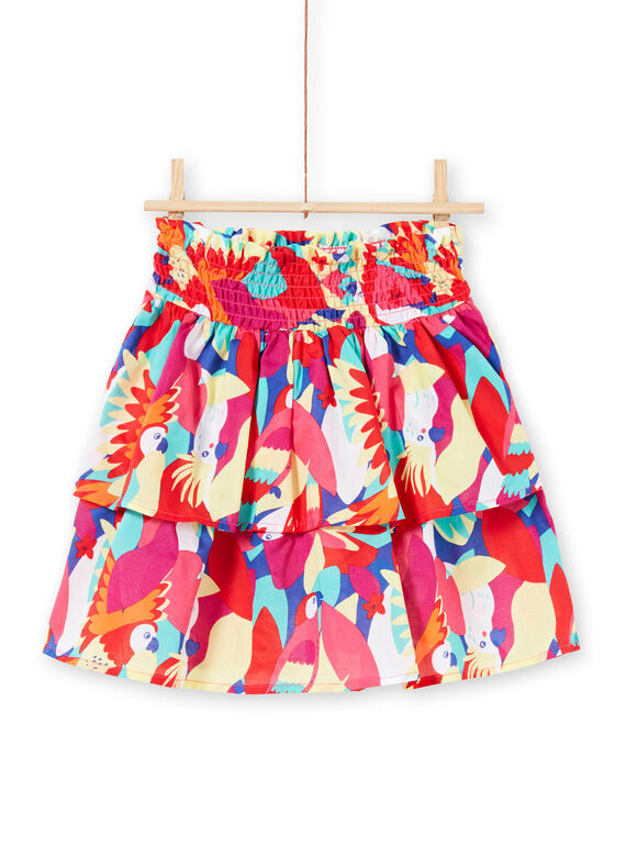 Gonna con smock e volant con stampa pappagallo bambina JAMARJUP2 / 20S901P3JUP000