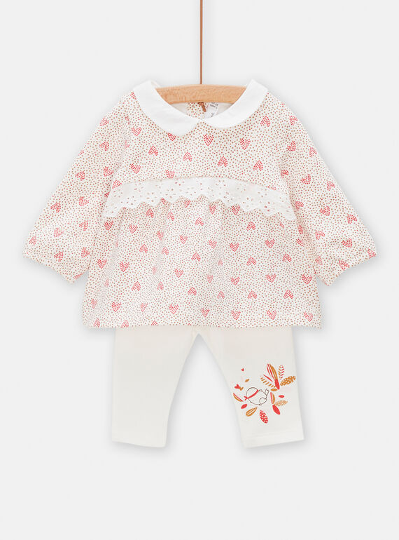 Set neonata abito e leggings panna e rosa TOU1ENS2 / 24SF03H1ENSA001
