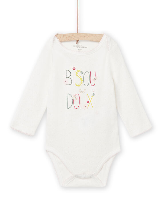 Body ecrù a pois con scritta fantasia neonata NEFIBODBIS / 22SH13I7BDL001