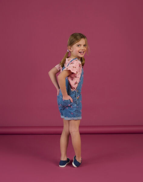 Salopette in jeans blu con ricami a fiori RAMAGSAC / 23S901T1SACP272