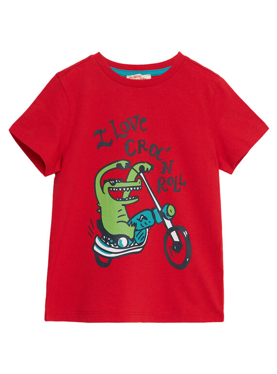 T-shirt bambino maniche corte rossa coccodrillo in moto JOJOTI10 / 20S902T4D31F505