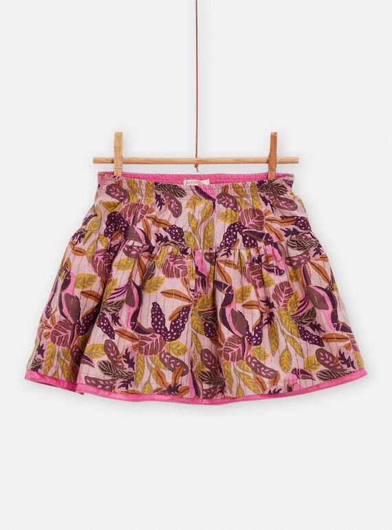 Gonna double face rosa con stampa tucano e foglia bambina TACRIJUP2 / 24S901L1JUP303