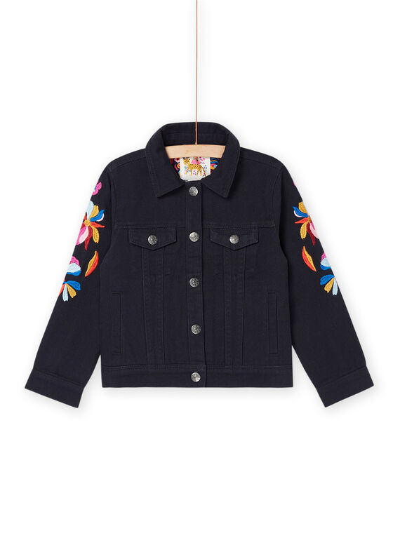 Giacca in jeans nera con maniche ricamate RAJUNVEST / 23S901U1VESC243