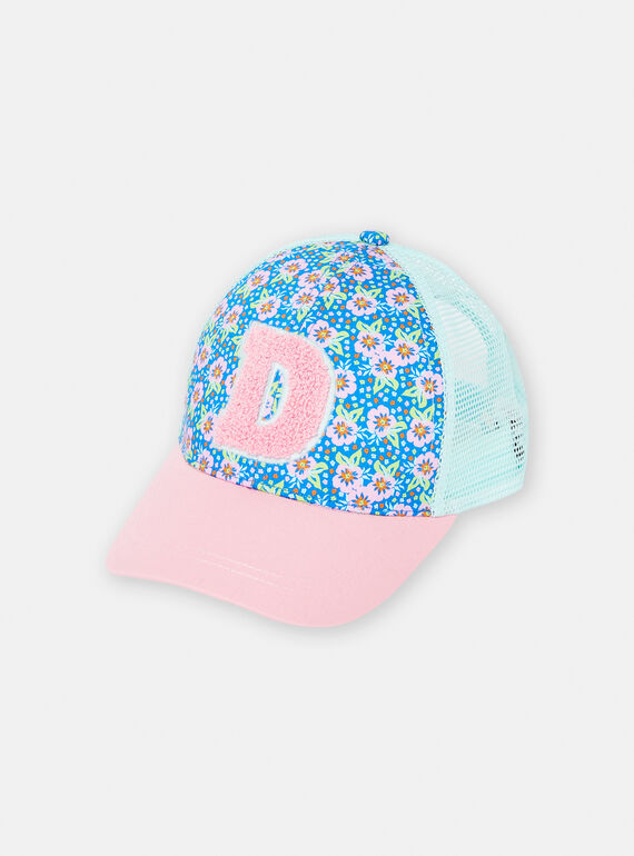 Cappellino rosa e blu con stampa a fiori bambina TYACAP4 / 24SI01F2CHA318
