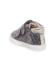 Sneakers alte in crosta di pelle grigia glitterata e stampa leopardo PIBASLEO / 22XK3781D3P940