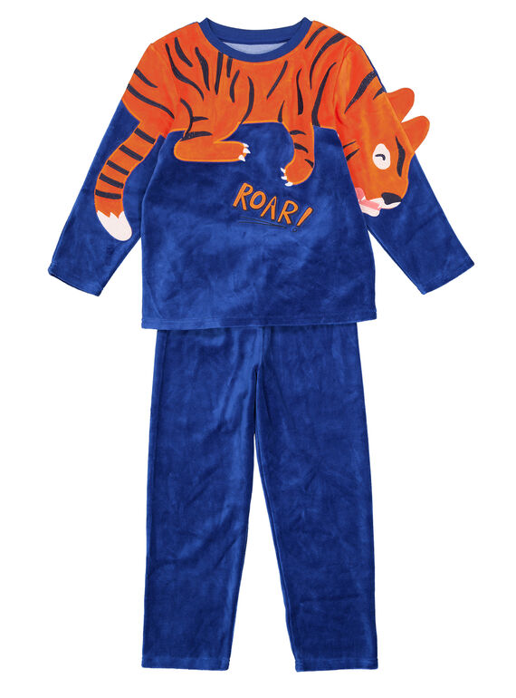 Pigiama blu in velluto bambino GEGOPYJROAR / 19WH12NAPYJC225