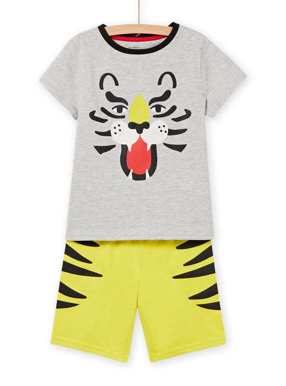 Set pigiama grigio melange e giallo con motivo tigre bambino NEGOPYCLEO / 22SH12H9PYJJ922