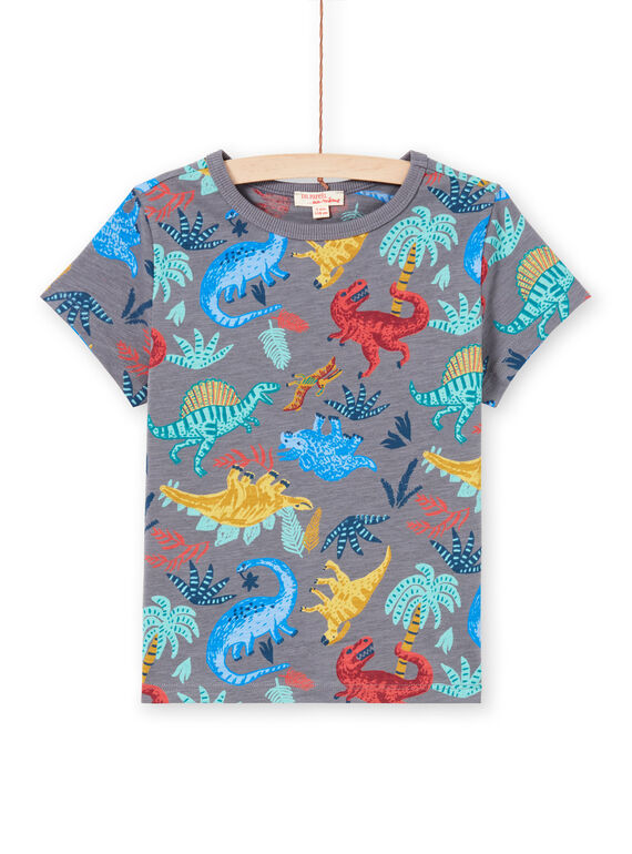 T-shirt grigio melange con stampa dinosauro bambino MOPATI3 / 21W902H1TMCJ913