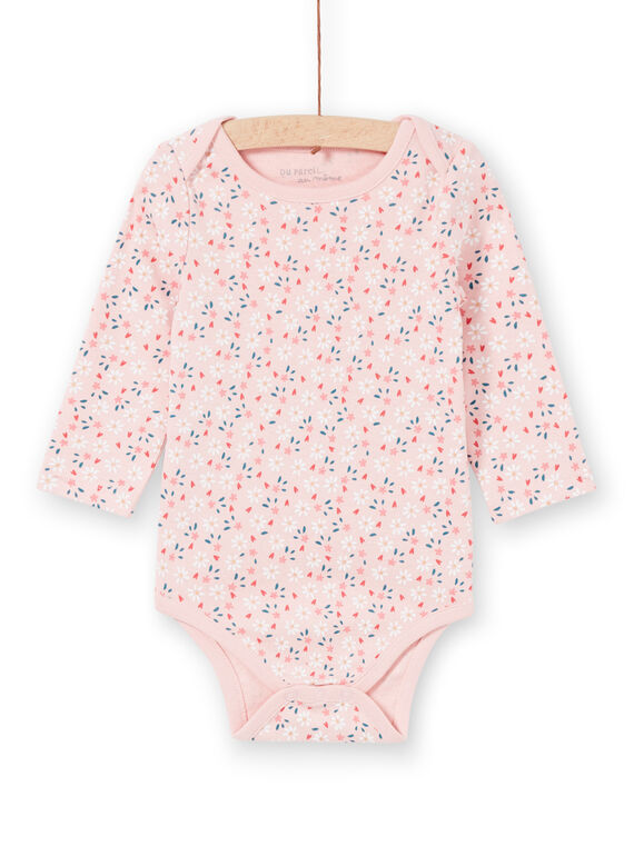 Body corredo bambina maniche lunghe rosa stampa a fiori LEFIBODPLU / 21SH132BBDLD329
