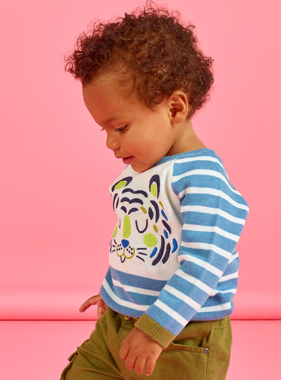 Maglia celeste e bianca neonato MUKAPUL / 21WG10I1PUL020