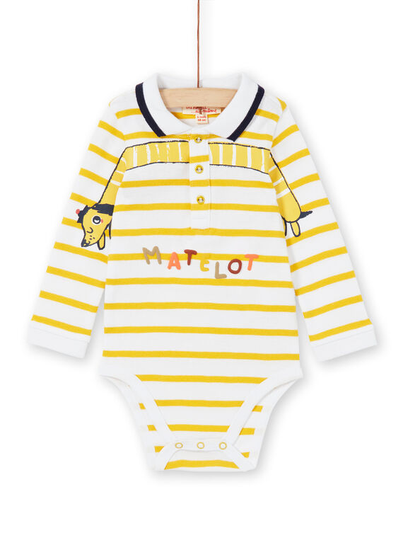 Body bianco e giallo a righe in cotone neonato LUNOBOD / 21SG10L1BOD000