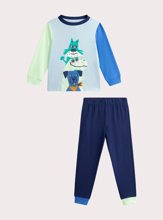 Pigiama blu fosforescente da bambino WEGOPYJDOGS / 25SH1292PYJC200