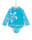 Costume t-shirt e slip turchese con stampa fantasia RYIENS / 23SI09R9MAIC217