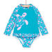 Costume t-shirt e slip turchese con stampa fantasia