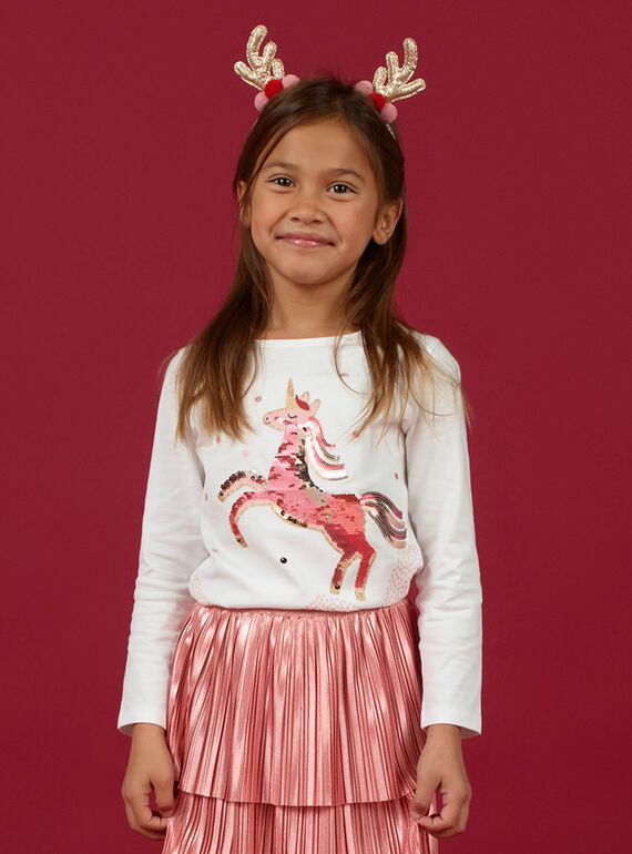T-shirt a maniche lunghe motivo unicorno bambina MANOTEE / 21W901Q1TEE001