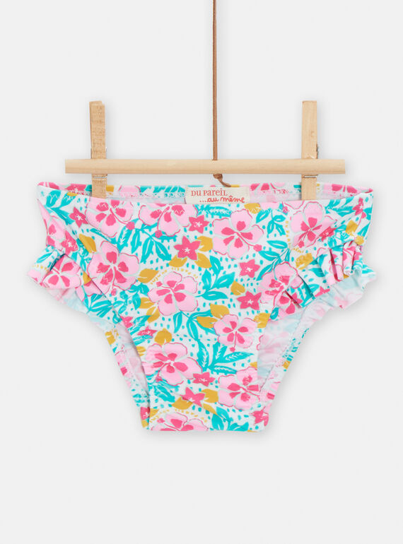 Costume slip turchese e rosa con stampa a fiori neonata TYIMER2 / 24SI09G2MAI000