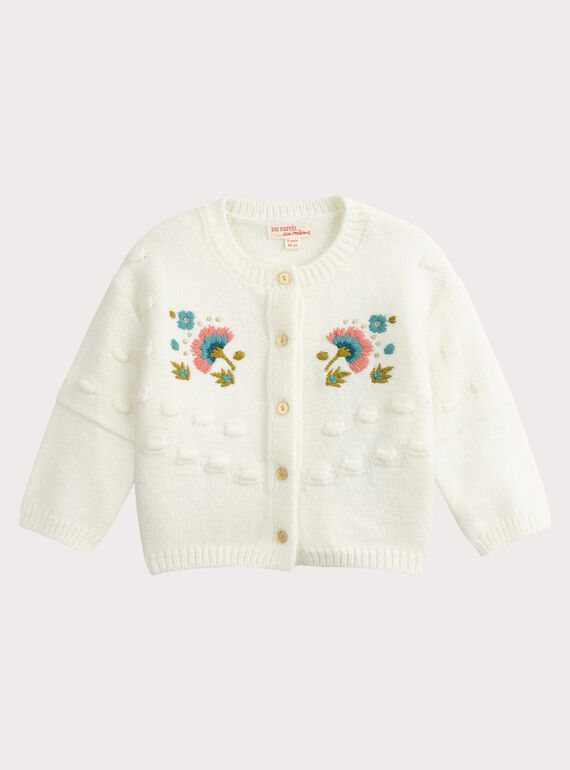 Cardigan ricamato a maniche lunghe per bambina VIKLICAR1 / 24WG0941CAR001