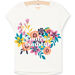 T-shirt ecrù stampa fiori colorati maniche corte donna