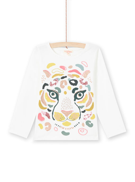 T-shirt ecrù e giallo bambina MAKATEE3 / 21W901I2TML001