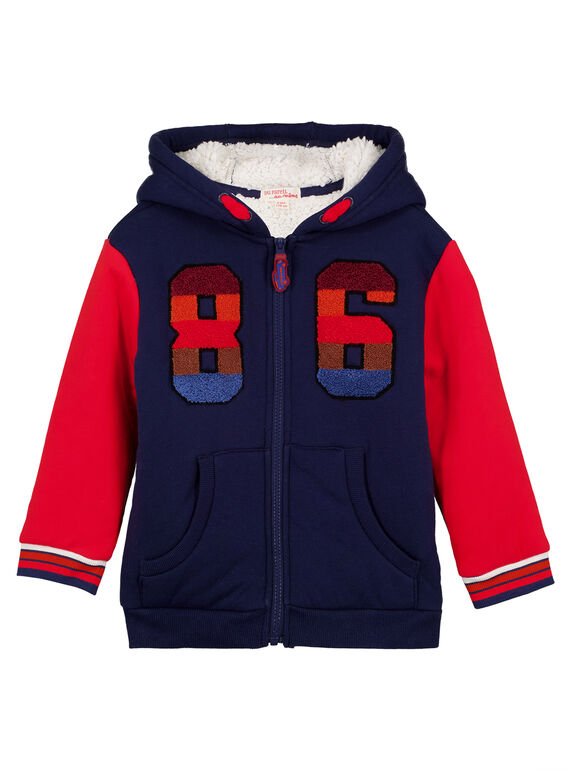 Cardigan felpato con fodera applicata pile sherpa Navy e Rosso GOSANGIL1 / 19W902C2GIL070