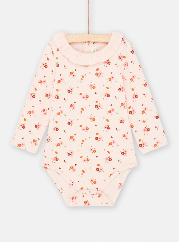 Body rosa confetto con motivi a fiori neonata SIVERBOD / 23WG09J1BODD310