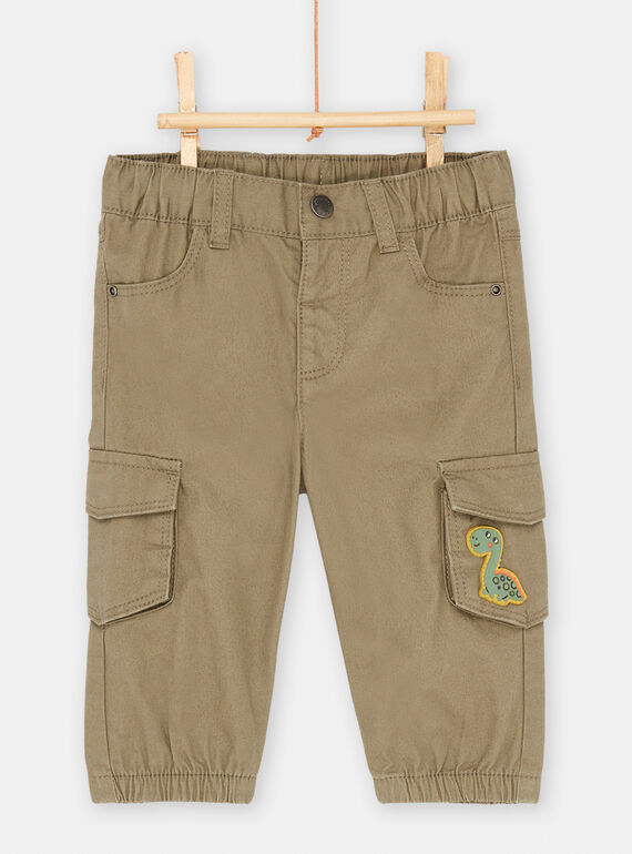 Pantaloni cargo verdi in twill neonato SUVERPAN2 / 23WG10J1PANG619
