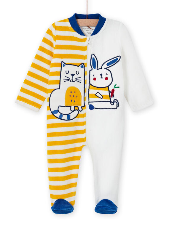 Tutina ecrù con motivi animali neonato MEGAGREFER / 21WH1433GRE001