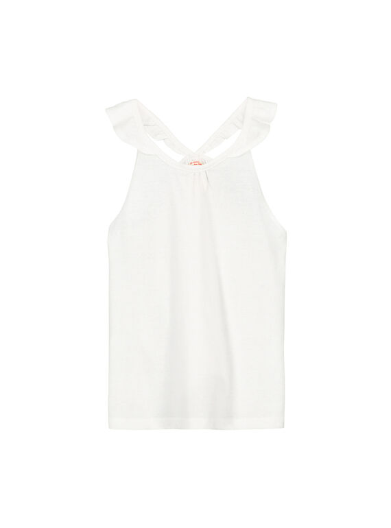 Canottiera in cotone bianca bambina FAJODEB3 / 19S901G3D27000