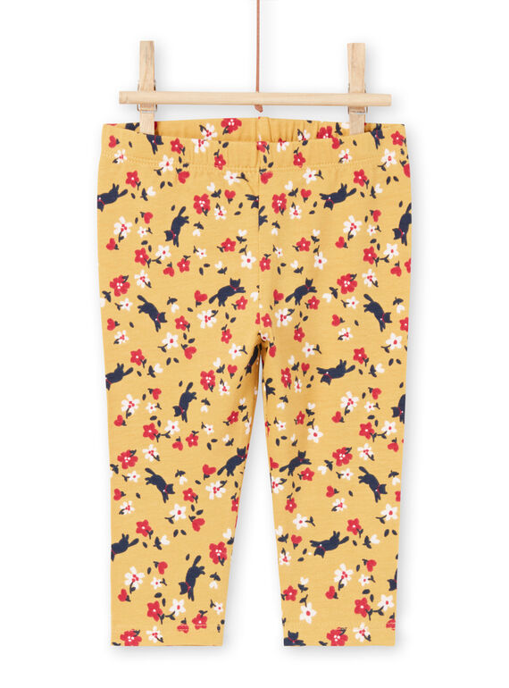 Leggings gialli e rossi con stampa a fiori neonata MYIMIXLEG / 21WI09J1CALB106