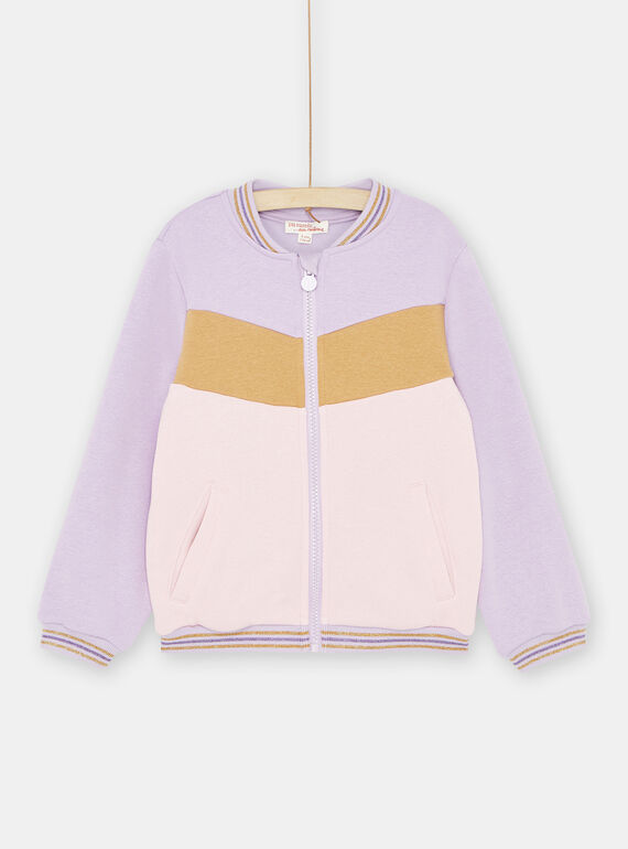 Felpa malva color block bambina SAJOHAUJOG2 / 23W901B2JGH328