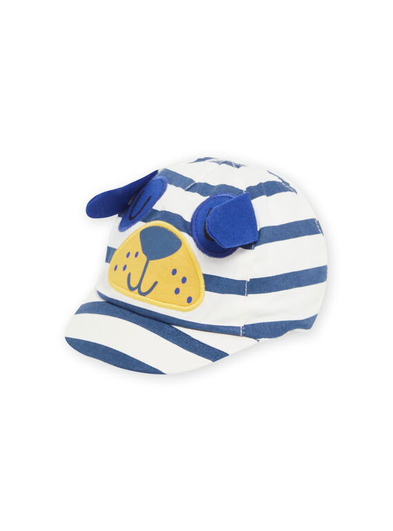 Cappellino ecrù e blu neonato NYUJS2CASQ2 / 22SI10C4CHA001