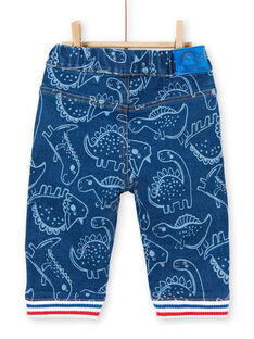 Pantaloni blu con stampa dinosauro neonato LUCANPAN2 / 21SG10M2PANP272