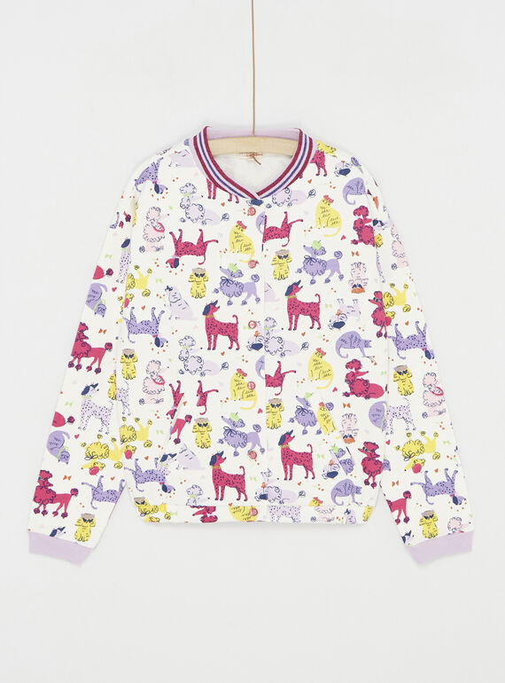 Giubbotto ecrù con stampa cani e gatti SALINCAR / 23W901H1CAR001