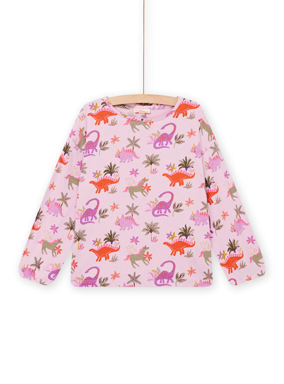T-shirt maniche lunghe con stampa dinosauri rosa PAKATEE / 22W901L2TMLH700