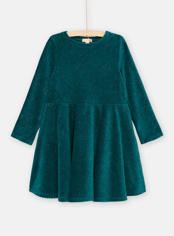 Abito petrolio con glitter bambina SADUROB3 / 23W901P3ROB714