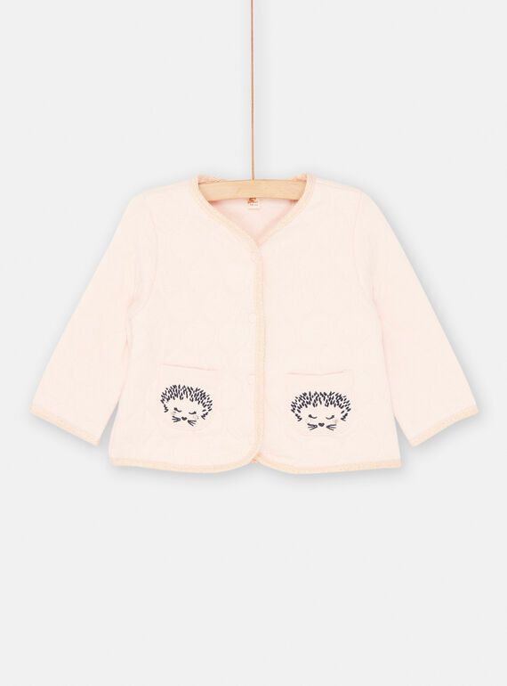 Cardigan rosa confetto con motivi ricci neonata SIVERCAR1 / 23WG09J2CARD310