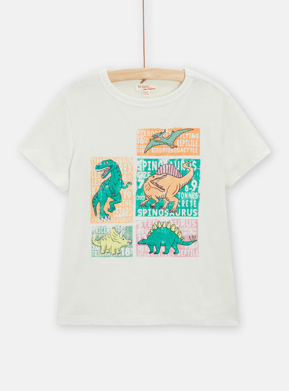 T-shirt ecrù con motivo dinosauri bambino TOCOTI2 / 24S902N1TMC002