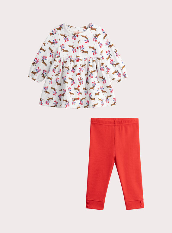 Baby girls' printed ecru outfit WIKAENS / 25SG0932ENSA001