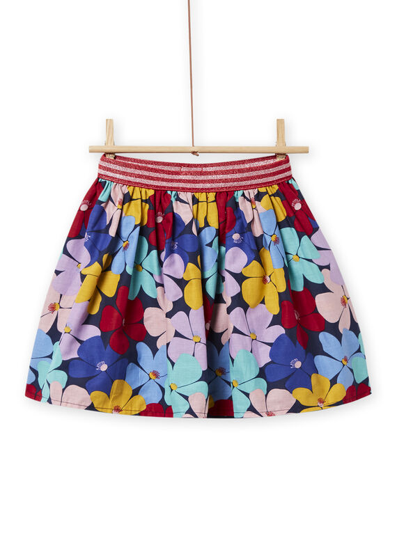 Gonna double face navy con stampa a fiori e uccello bambina NALUJUP1 / 22S901P1JUP070