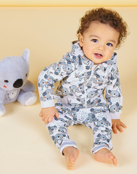 Felpa con cappuccio grigia ed ecrù con stampa koala neonato LUPOEGIL / 21SG10Y1GILA011