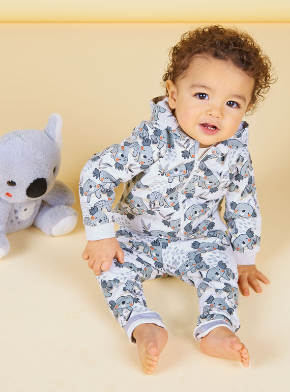Felpa con cappuccio grigia ed ecrù con stampa koala neonato LUPOEGIL / 21SG10Y1GILA011