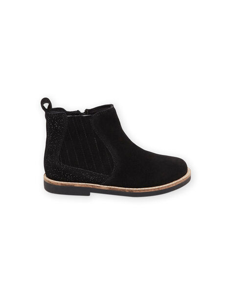 Stivaletti Beatles in pelle nera con elastico fantasia PABOOTBLACK / 22XK3573D0D090
