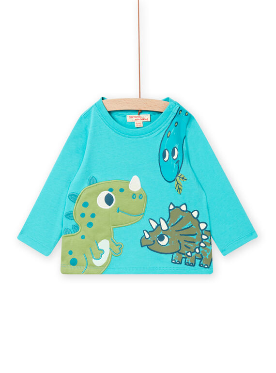 T-shirt turchese motivi dinosauri neonato NUGATEE1 / 22SG10O1TML202