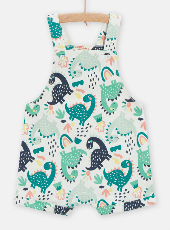 Salopette corta ecrù con stampa dinosauri neonato TUCOSAC1 / 24SG10N1SAC003