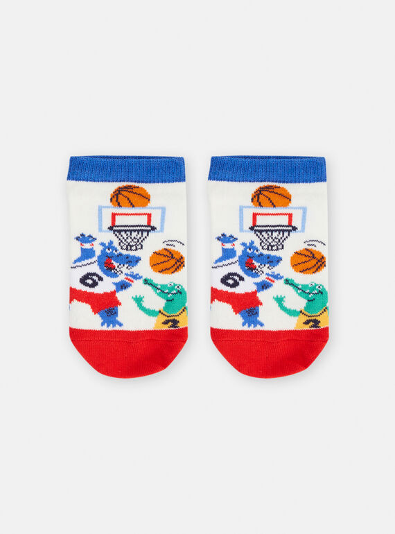 Calzini bianchi con motivo basket bambino TYOJOSOQ2 / 24SI02C2SOQ005
