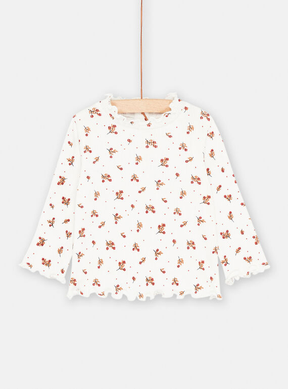 Dolcevita ecrù con collo con volant neonata SIJOSOUPRIB1 / 23WG09N2SPL001