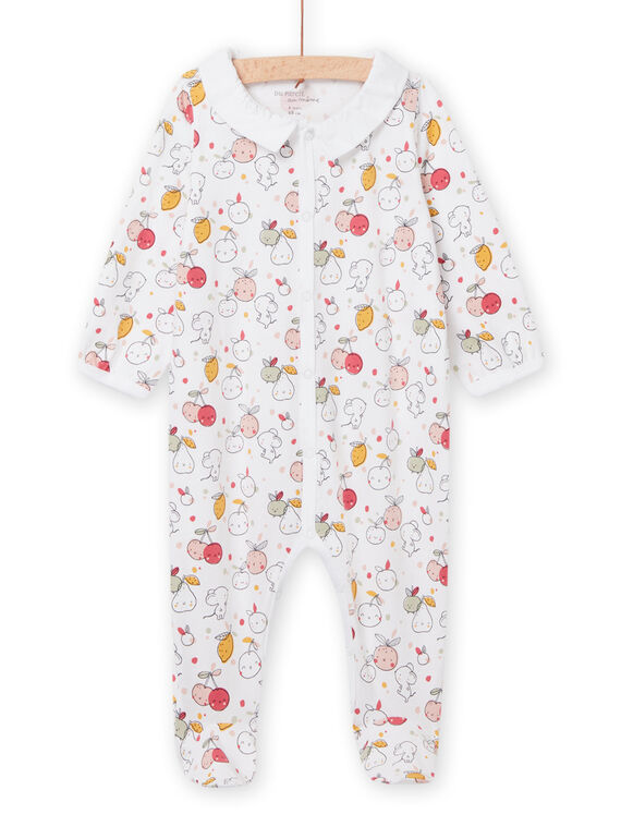 Tutina bianca collo con stampa frutti nascita bambina NOU2GRE2 / 22SF0351GRE000